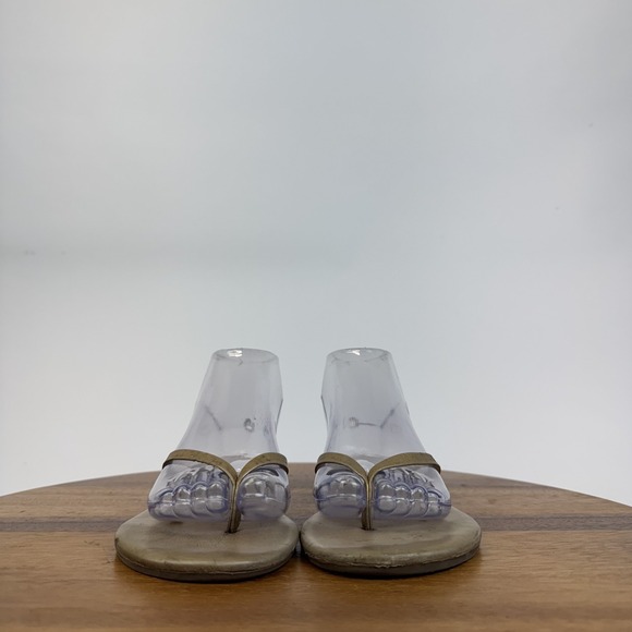 Womens Tkees Metallics Gold Leather Thong Flip Flops Shoes Sandals Size‎ 7 M GUC - Picture 3 of 8